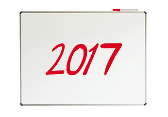 Image showing 2017, message on whiteboard