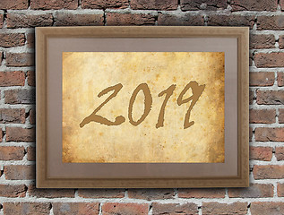 Image showing Old frame with brown paper - 2019