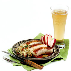 Image showing White Munich Sausages and Beer