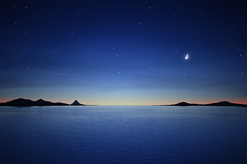 Image showing silence night with the moon and stars