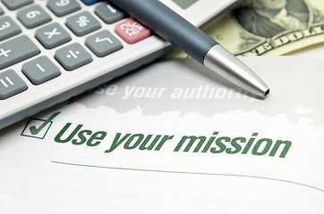 Image showing Use your mission