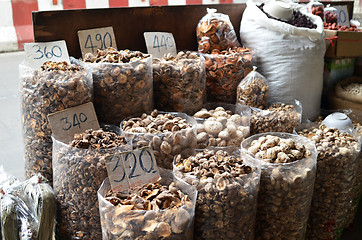 Image showing Dried mushroom sold in market 