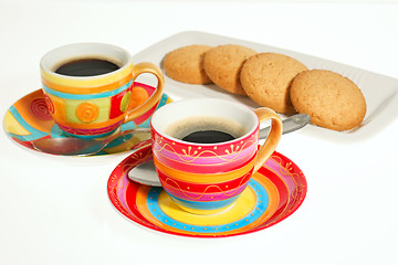 Image showing Coffee and biscuits