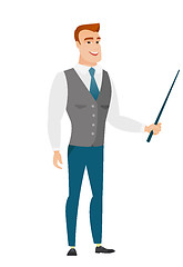 Image showing Caucasian business man holding pointer stick.