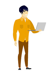 Image showing Business man using laptop vector illustration.