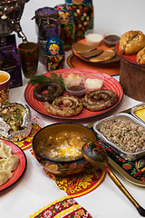 Image showing Russian table with food