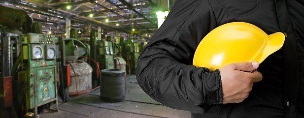 Image showing Worker with safety helmet