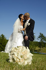 Image showing Wedding couple kissing