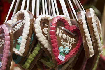 Image showing Gingerbread Hearts on german christmas market