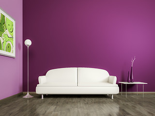Image showing purple room with a white sofa