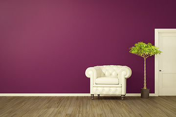 Image showing purple room with a white armchair