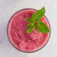 Image showing Strawberry smoothie with mint