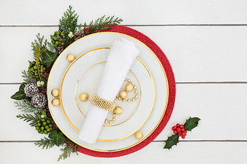 Image showing Christmas Dinner Table Setting