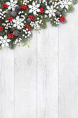 Image showing Christmas Background Snowflake Border