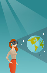 Image showing Young woman in vr headset getting in open space.