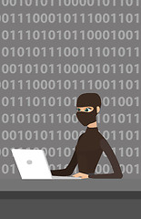 Image showing Hacker using laptop to steal information.