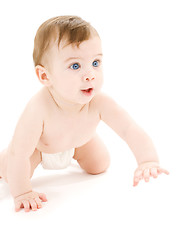 Image showing crawling baby boy in diaper