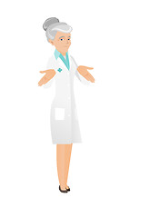 Image showing Caucasian confused doctor shrugging shoulders.