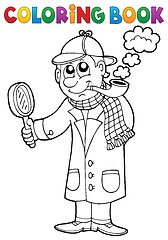 Image showing Coloring book detective theme 1