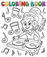 Image showing Coloring book DJ girl