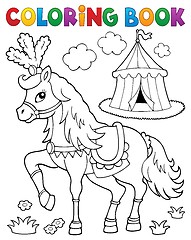 Image showing Coloring book horse near circus theme 2