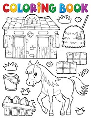 Image showing Coloring book horse and related objects