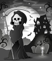 Image showing Black and white grim reaper theme 1