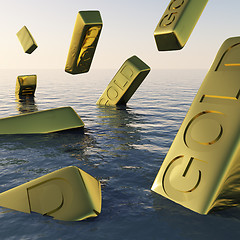 Image showing Gold Bars Sinking  Showing Depression Recession And Economic Dow