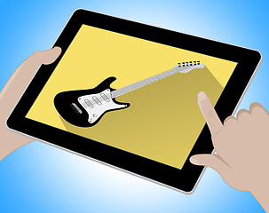 Image showing Guitar Online Indicates Internet Guitars And Musician