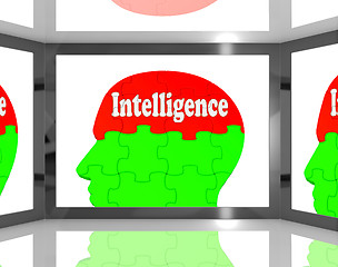 Image showing Intelligence On Brain On Screen Showing Human Knowledge