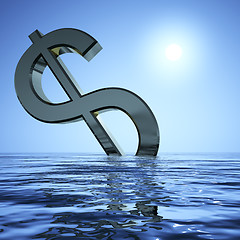 Image showing Dollar Sinking And Sun Showing Depression Recession And Economic