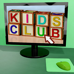 Image showing Kids Club Blocks On Computer Shows Childrens Learning