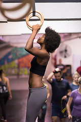 Image showing black woman doing dipping exercise