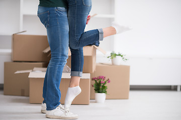 Image showing happy Young couple moving in new house