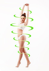 Image showing Female body with a cycle arrows. Fat lose, healthy eating and nutrition concept.