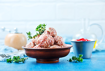 Image showing raw meatballs