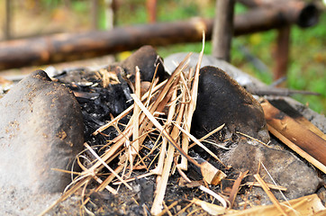 Image showing Fire ash and charred wood 