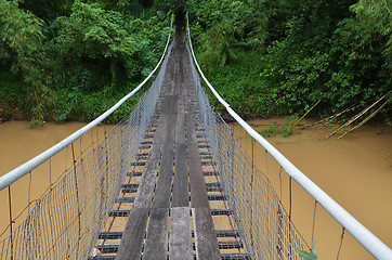 Image showing Hanging bridge over river