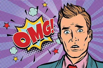 Image showing omg pop art man surprise illustration