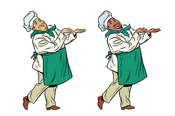 Image showing African and Caucasian chef holding hand gesture