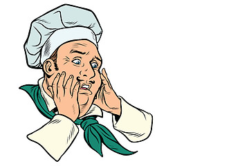 Image showing male cook scared gesture