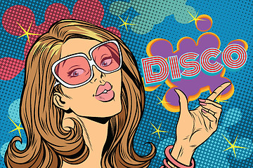 Image showing Beautiful woman disco, pop art style