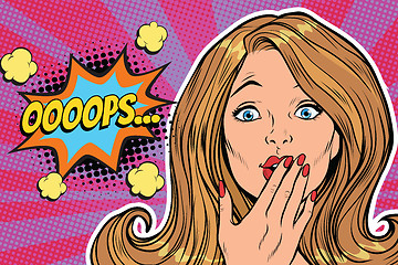 Image showing oops surprised pop art woman face