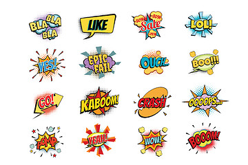 Image showing set of colorful comic speech bubbles shape