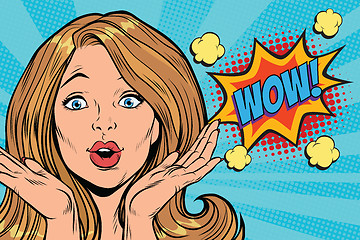 Image showing wow delight pop art woman face