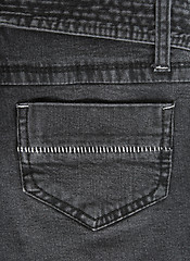 Image showing Black jeans pocket with white stitches