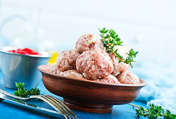 Image showing raw meatballs