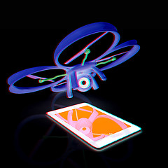 Image showing Drone with tablet pc. Anaglyph. View with red/cyan glasses to se