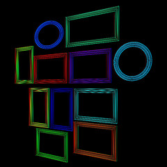 Image showing Abstract frames. Conceptual design. 3D illustration. Anaglyph. V