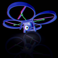 Image showing Drone, quadrocopter, with photo camera. 3d render. Anaglyph. Vie